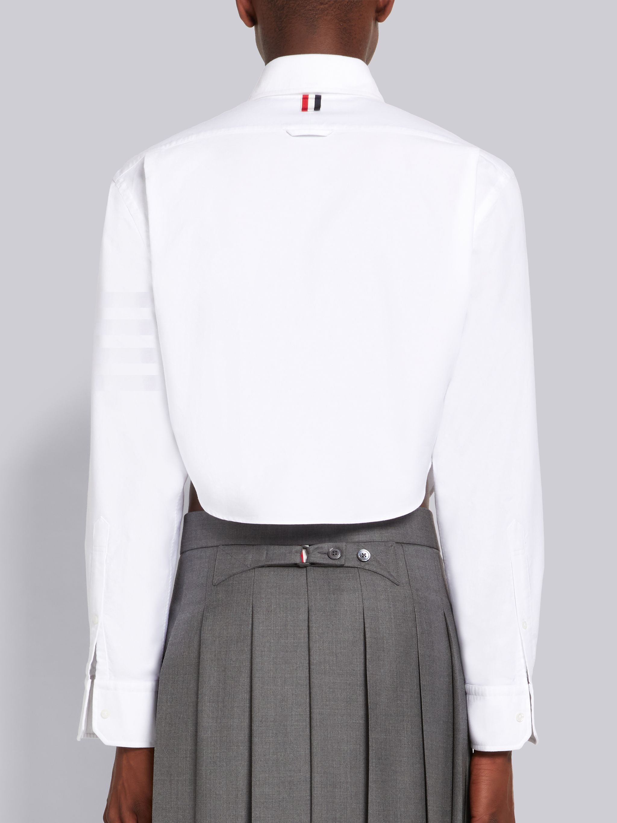 CROPPED SHIRT W/ SATIN WEAVE 4BAR IN OXFORD - 3