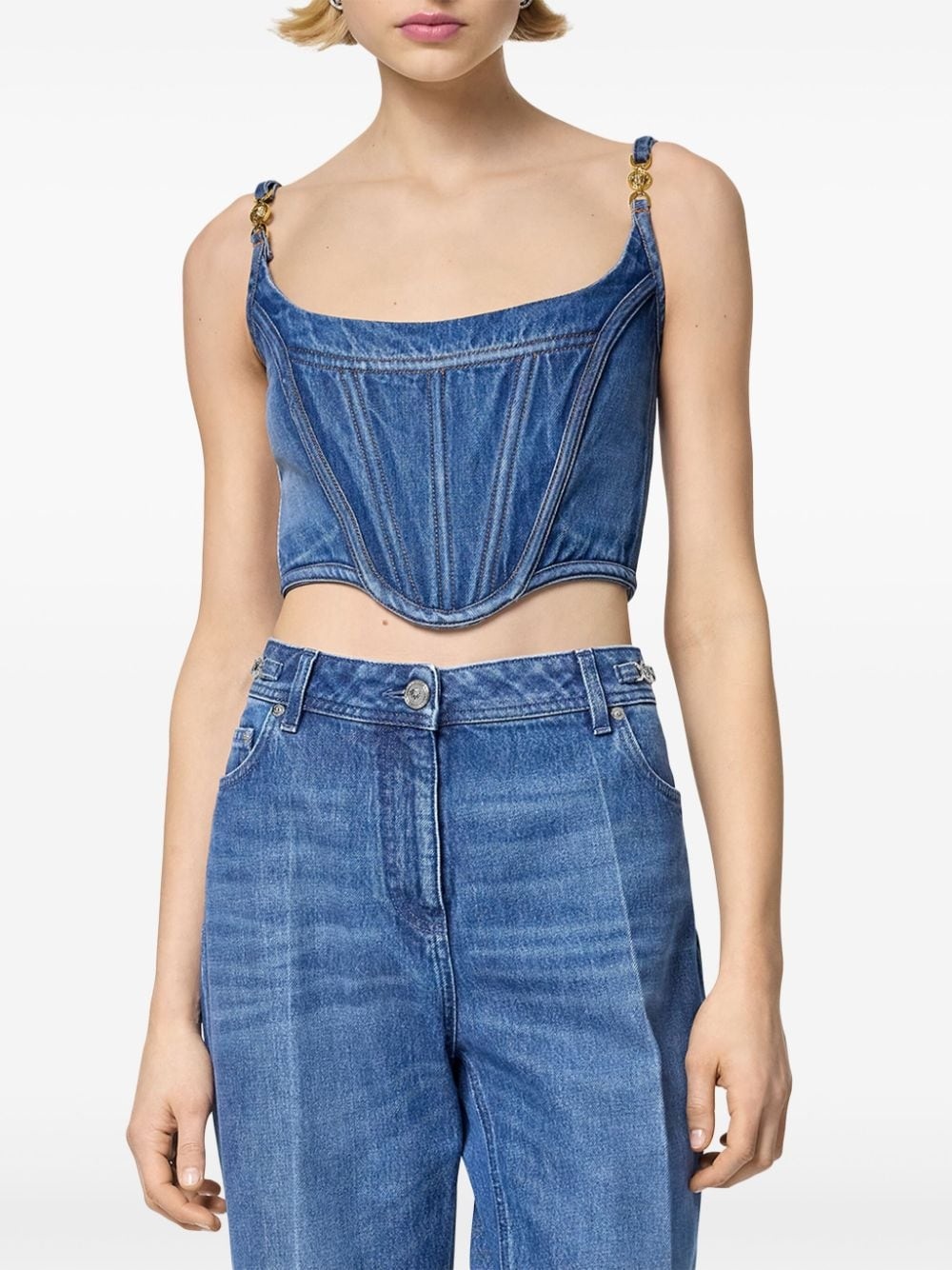 Medusa '95 denim corset top - 3