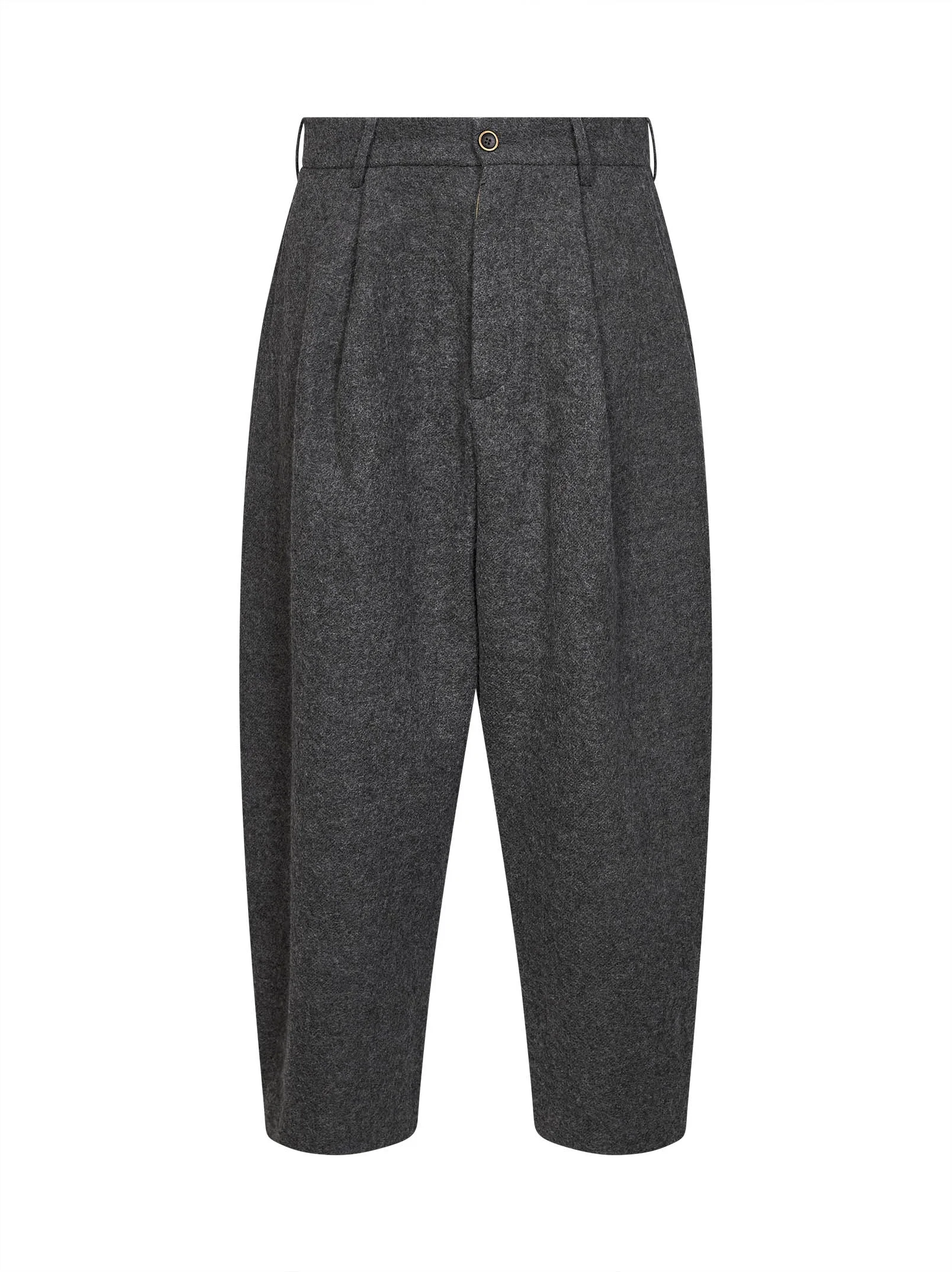 Grey virgin wool Patina cropped barrel trousers - 1