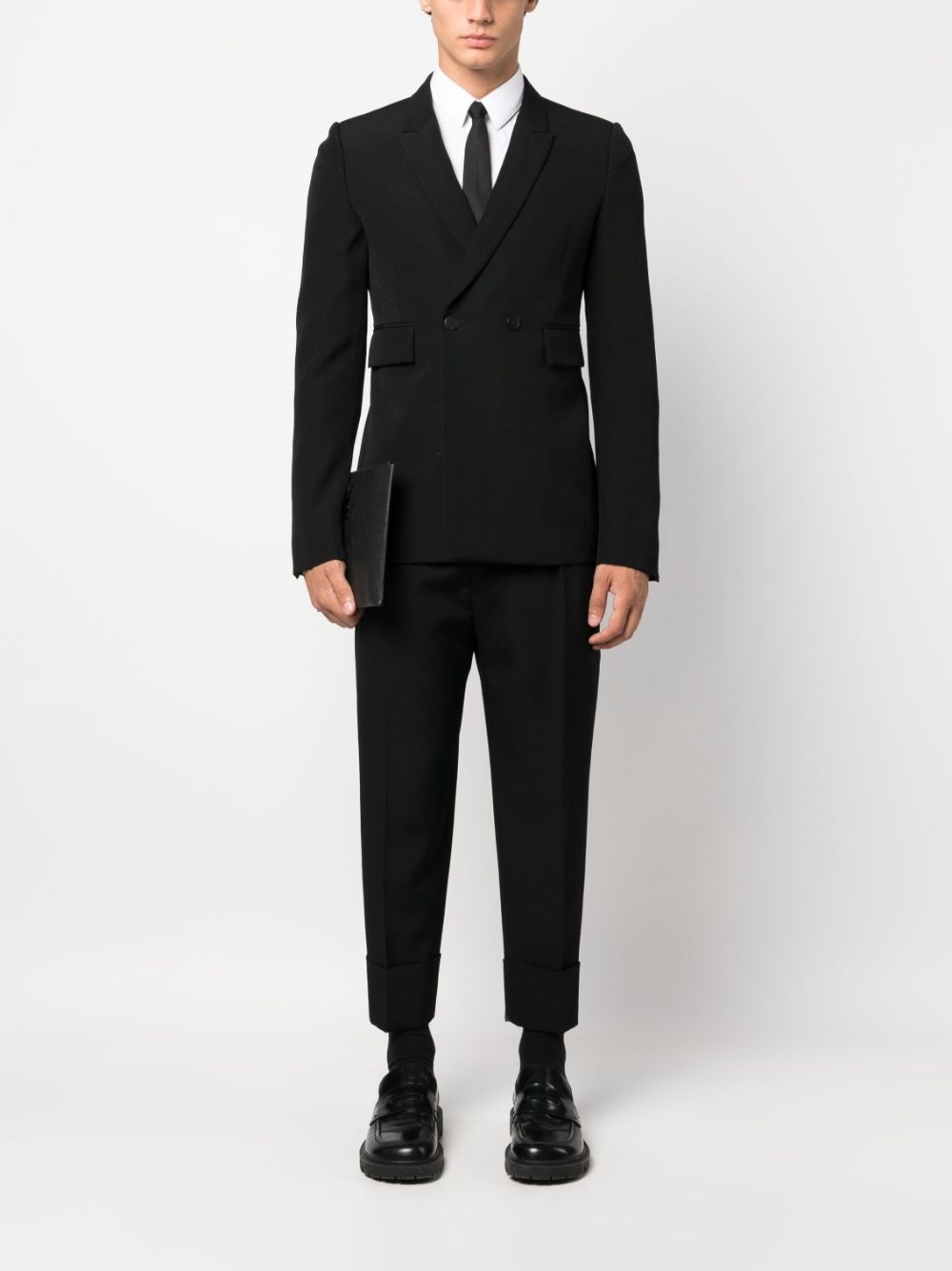 pleat-detail wool-cotton tailored trousers - 2