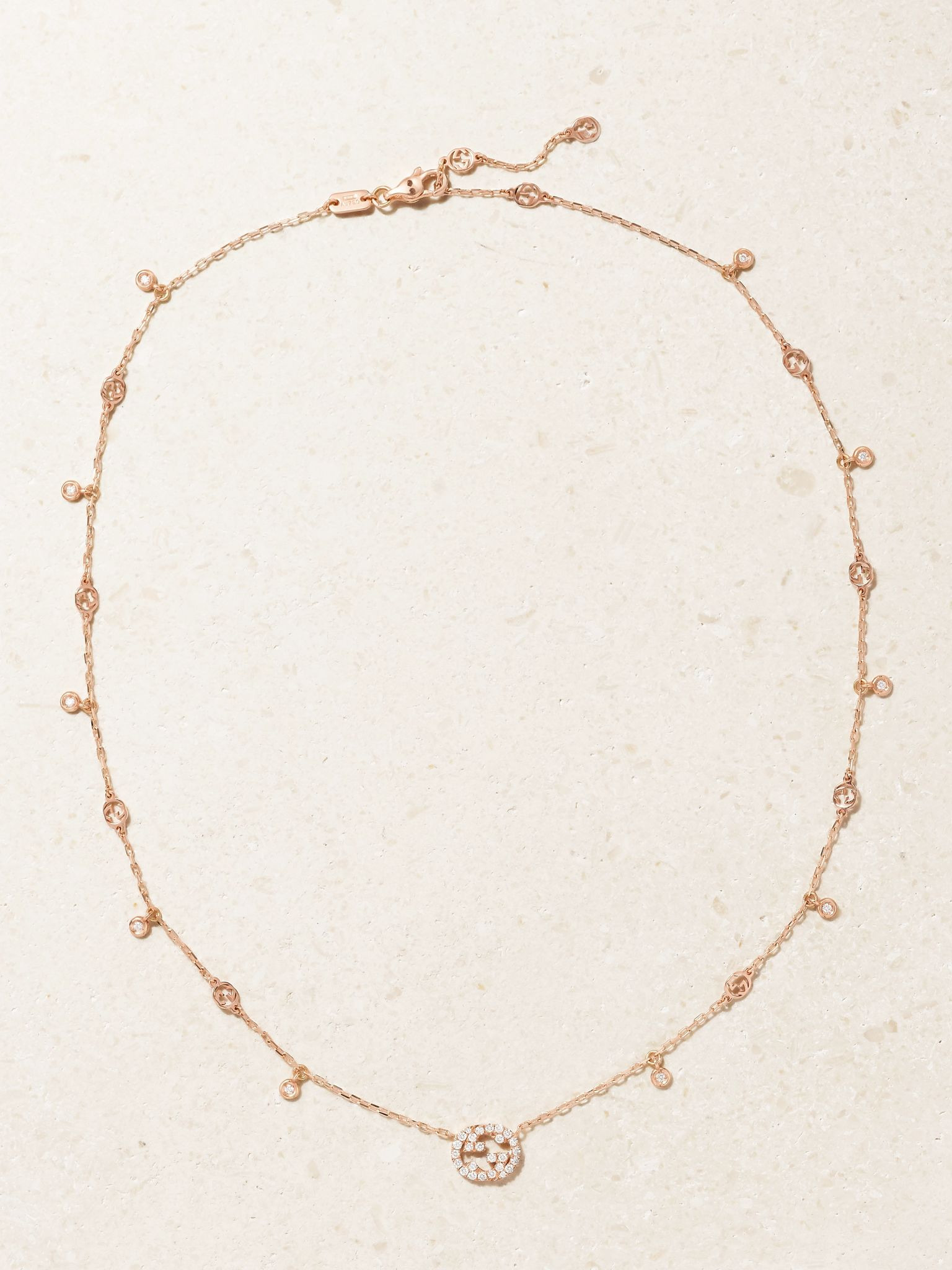 Interlocking G 18-karat rose gold diamond necklace Gold - 4