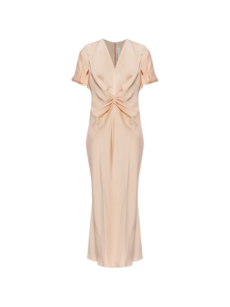 draped V-neck midi dress 1