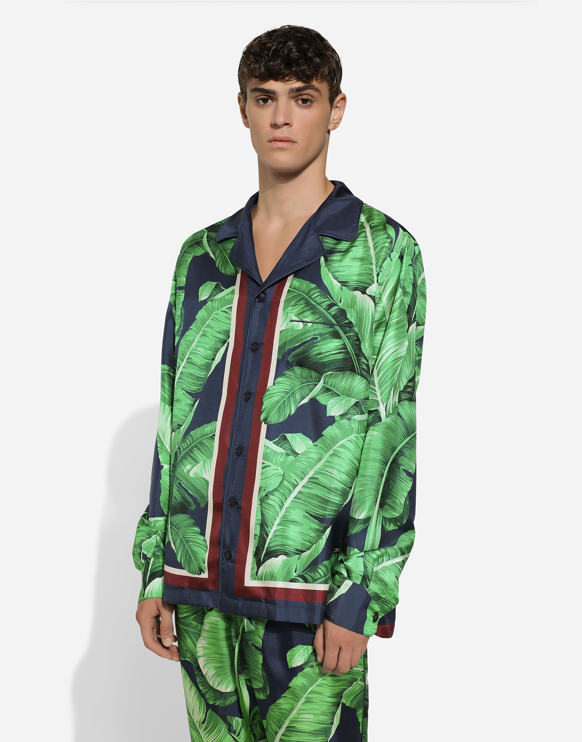 Banana-tree-print silk shirt - 4