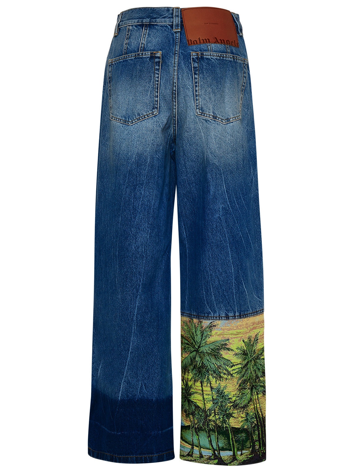 Palms Sunrise Wide Leg Jeans in Blue - Palm Angels