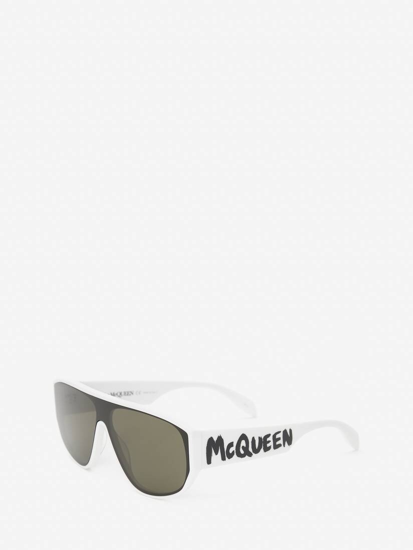 McQueen Graffiti Mask Sunglasses in White - 3