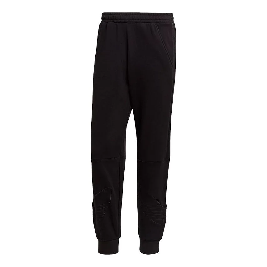 Men's adidas originals Tricolor Sweatp Large Pattern Sports Pants/Trousers/Joggers Black H13452 - 1