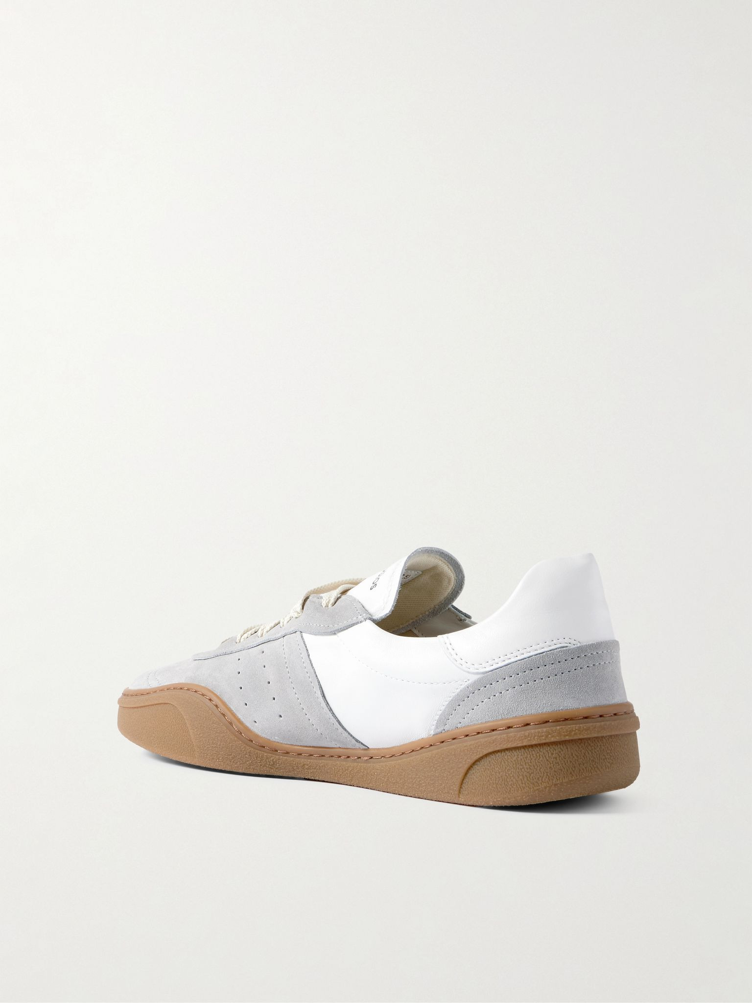 Bars Low Suede-Trimmed Leather Sneakers White - 4