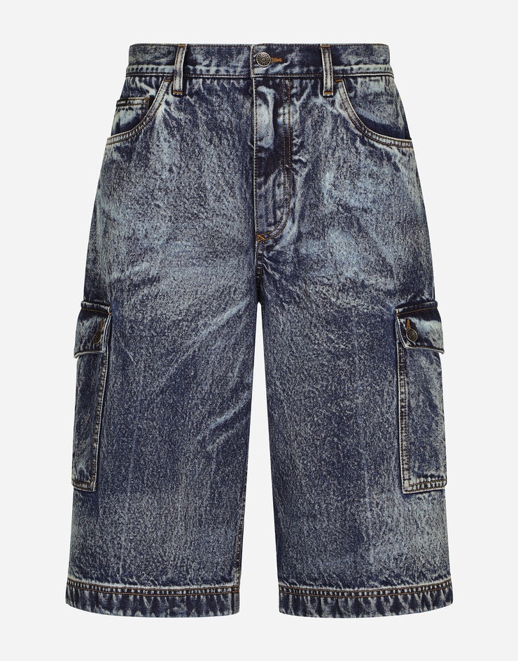 Blue wash denim shorts - 3