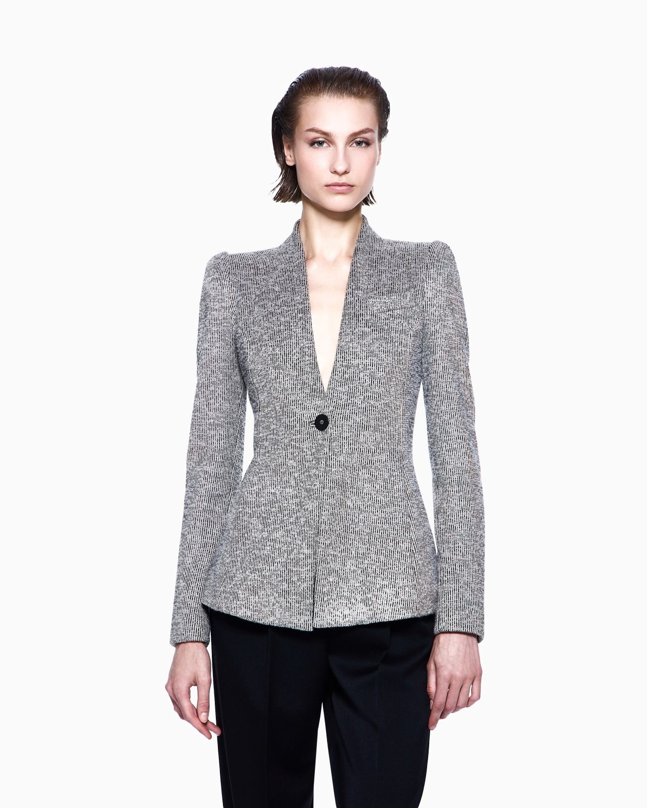 SINGLE-BREASTED JACKET IN STRIPED JACQUARD VISCOSE JERSEY - 4