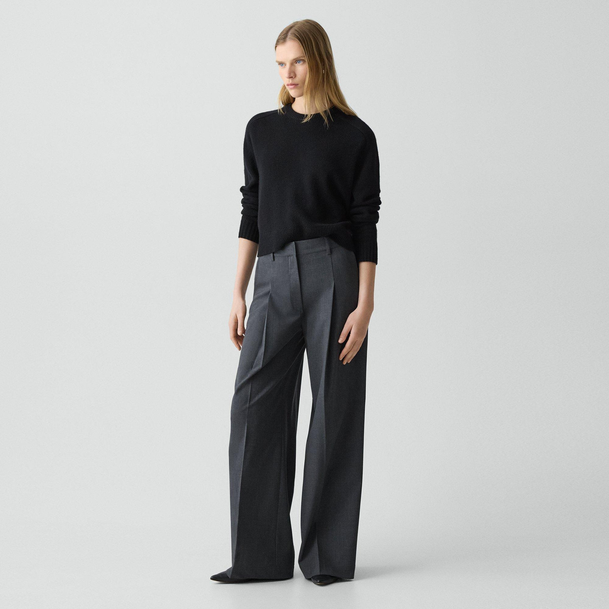 Pleated Wide-Leg Pant, 29'' in Good Wool - 3