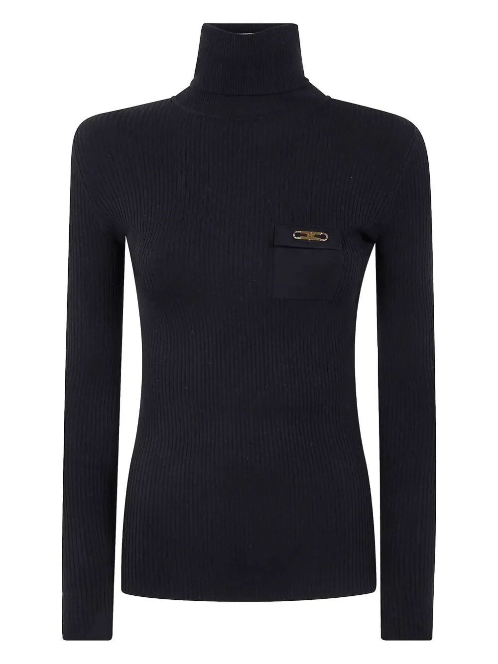 The Turtleneck Ribbed T-Shirt by Elisabetta Franchi is a sophisticated addition to your wardrobe. Cr - 1