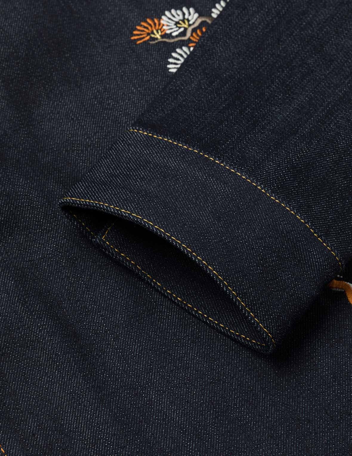 Map Appliqué Embroidery Regular Fit Denim Jacket - 10