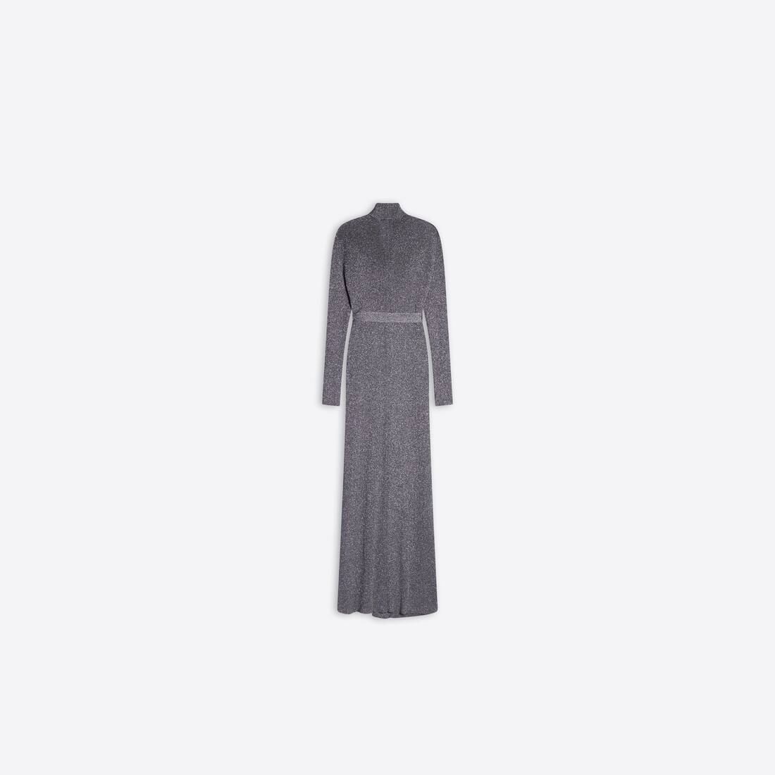 Women's Wrap Maxi Dress in Silver - 5