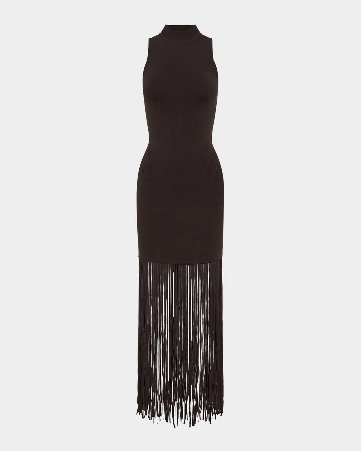 Clementine Fringe-Hem Rib Knit Maxi Dress - 1