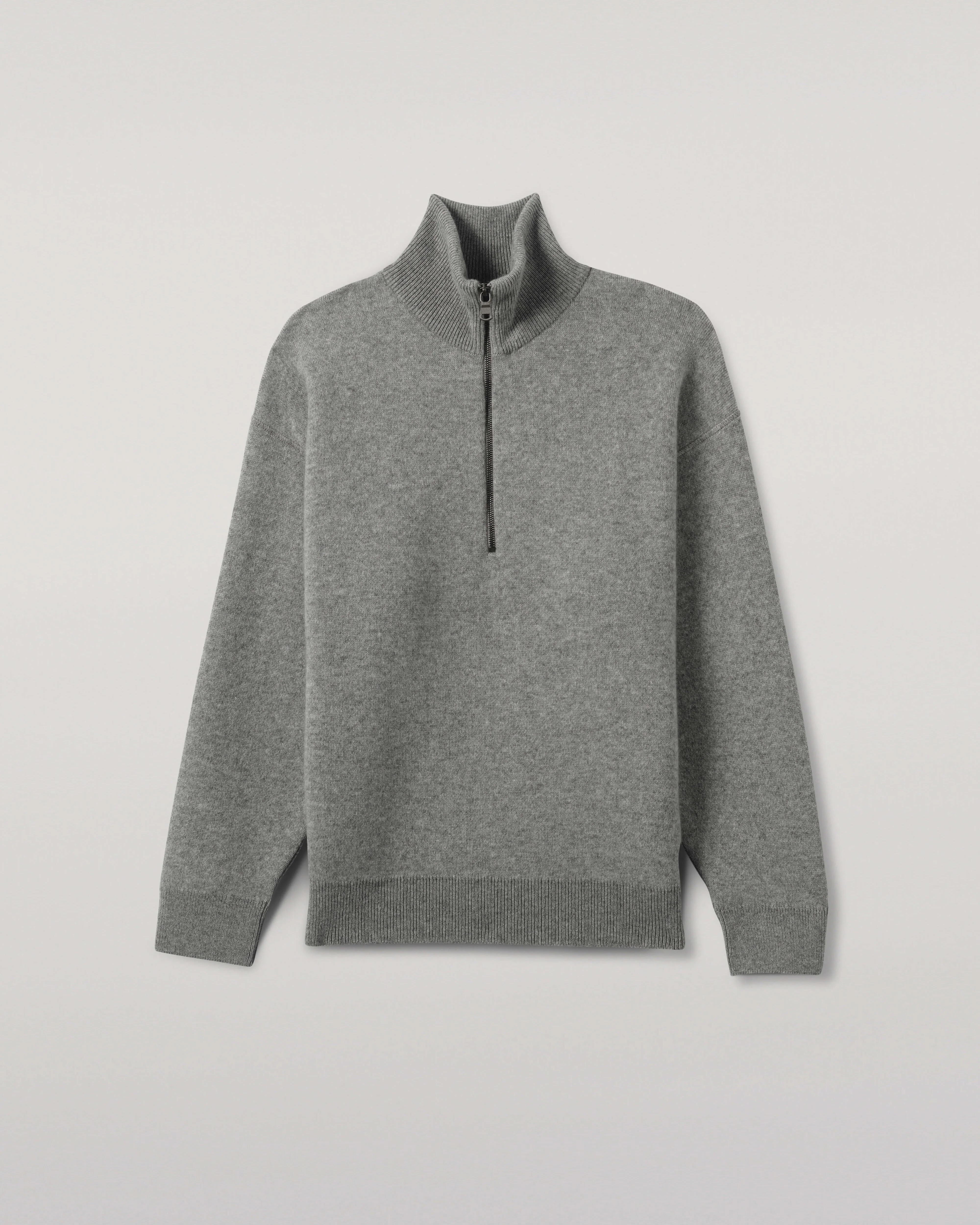 Double Face Grey Half Zip Jumper - 1