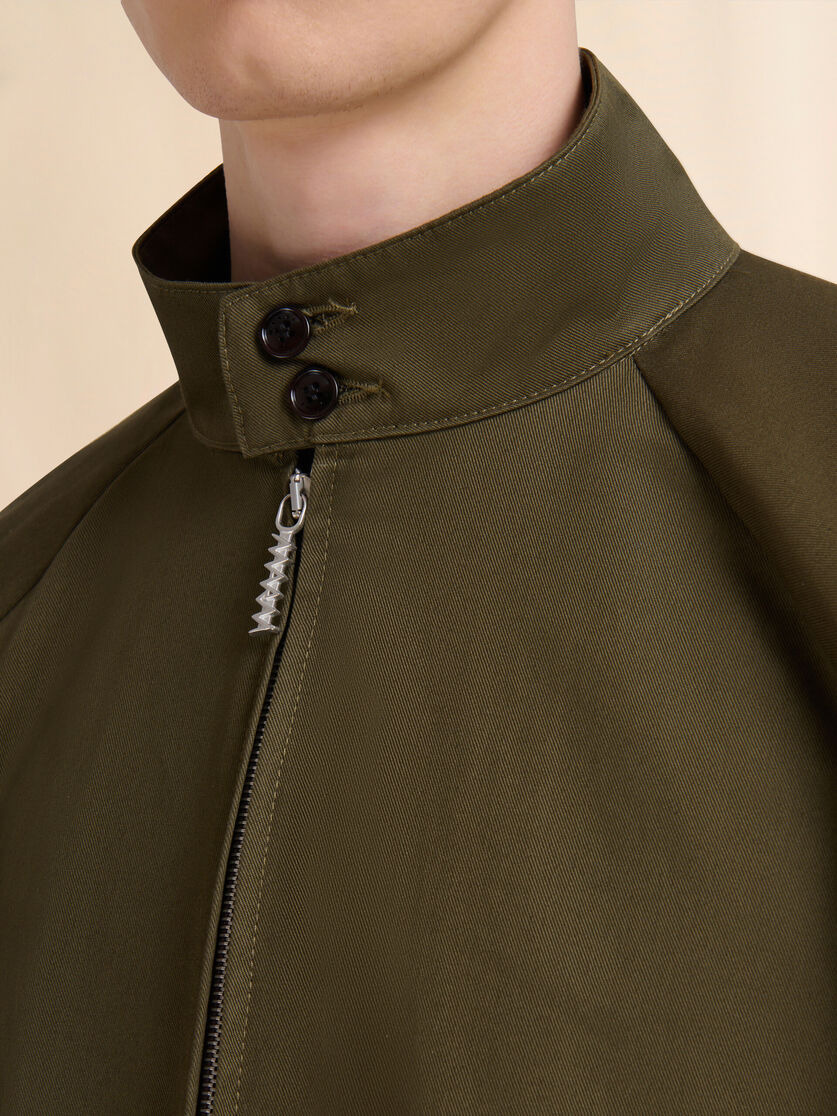 DEEP GREEN ORGANIC GABARDINE BOMBER JACKET - 4