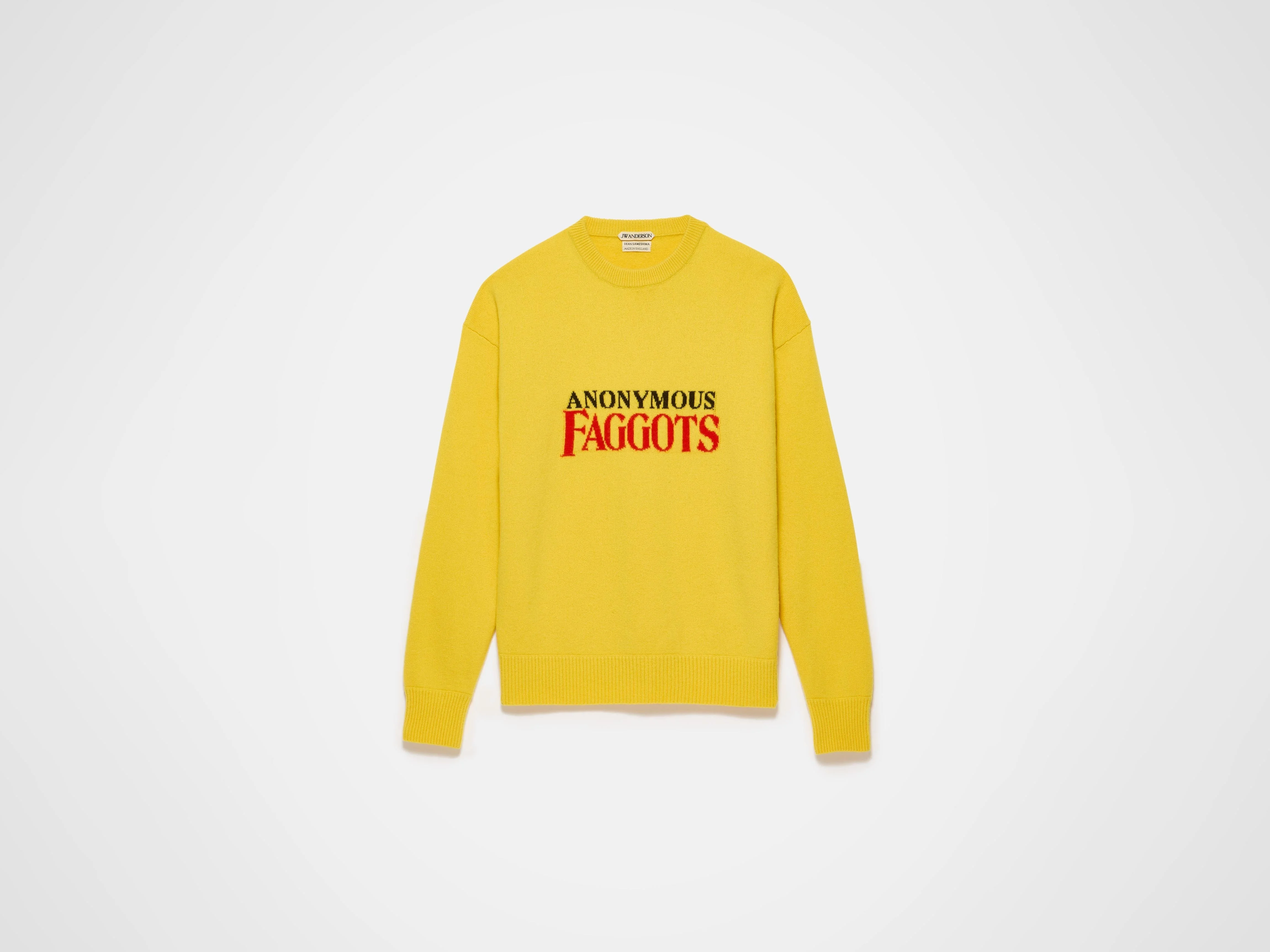 WOMENS 'ANONYMOUS FAGGOTS' JUMPER IN BRIGHT YELLOW - 1