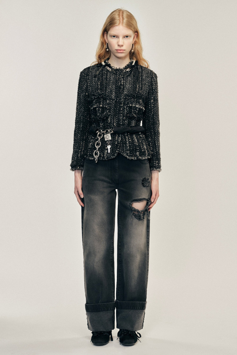 Embellished Sculpted Frill Bust Fray Jacket 1