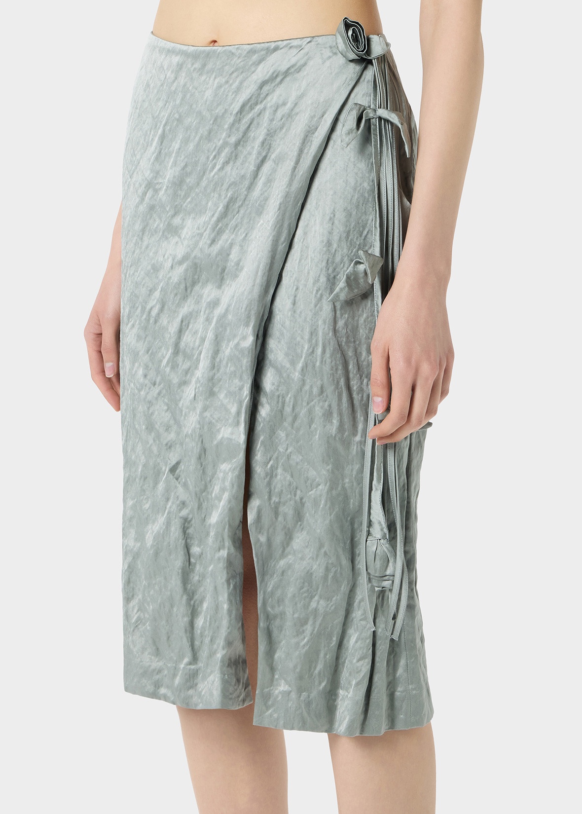 WRAP SKIRT IN CRINKLED SATIN - 5