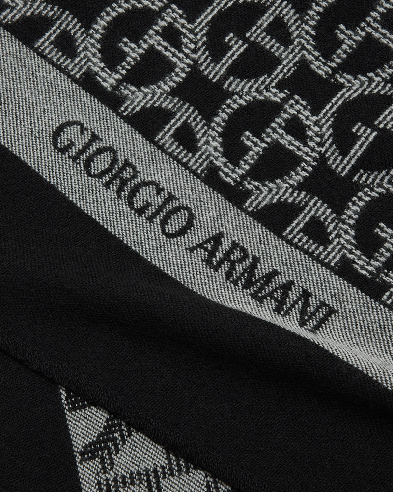 GIORGIO ARMANI Wool scarf with jacquard monogram outlook