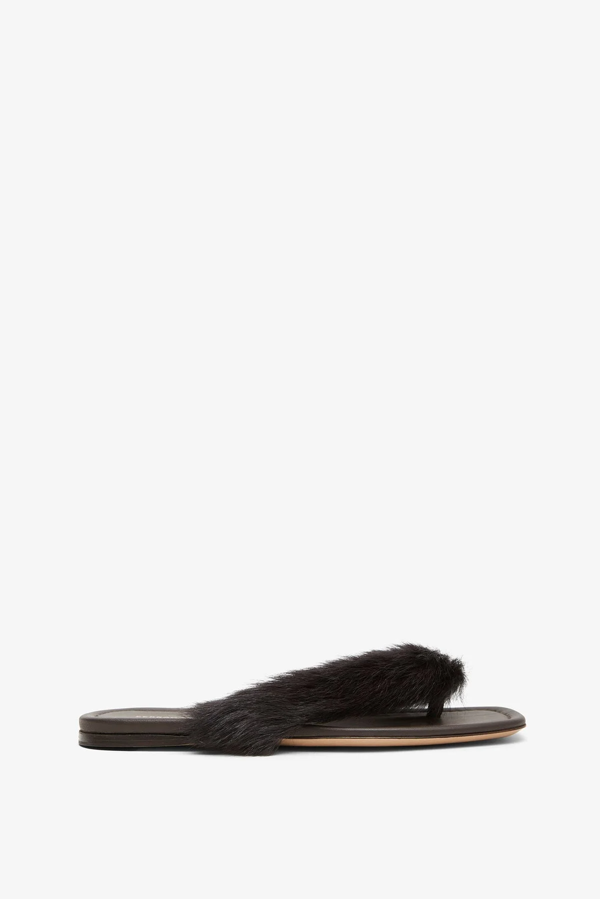 Loly black fur thong flat sandals - 1