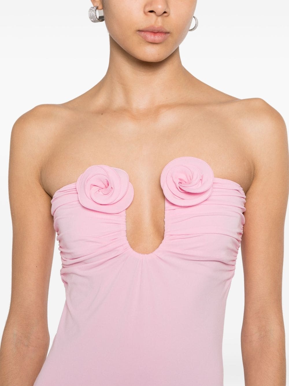 floral-appliquÃ© strapless dress - 5