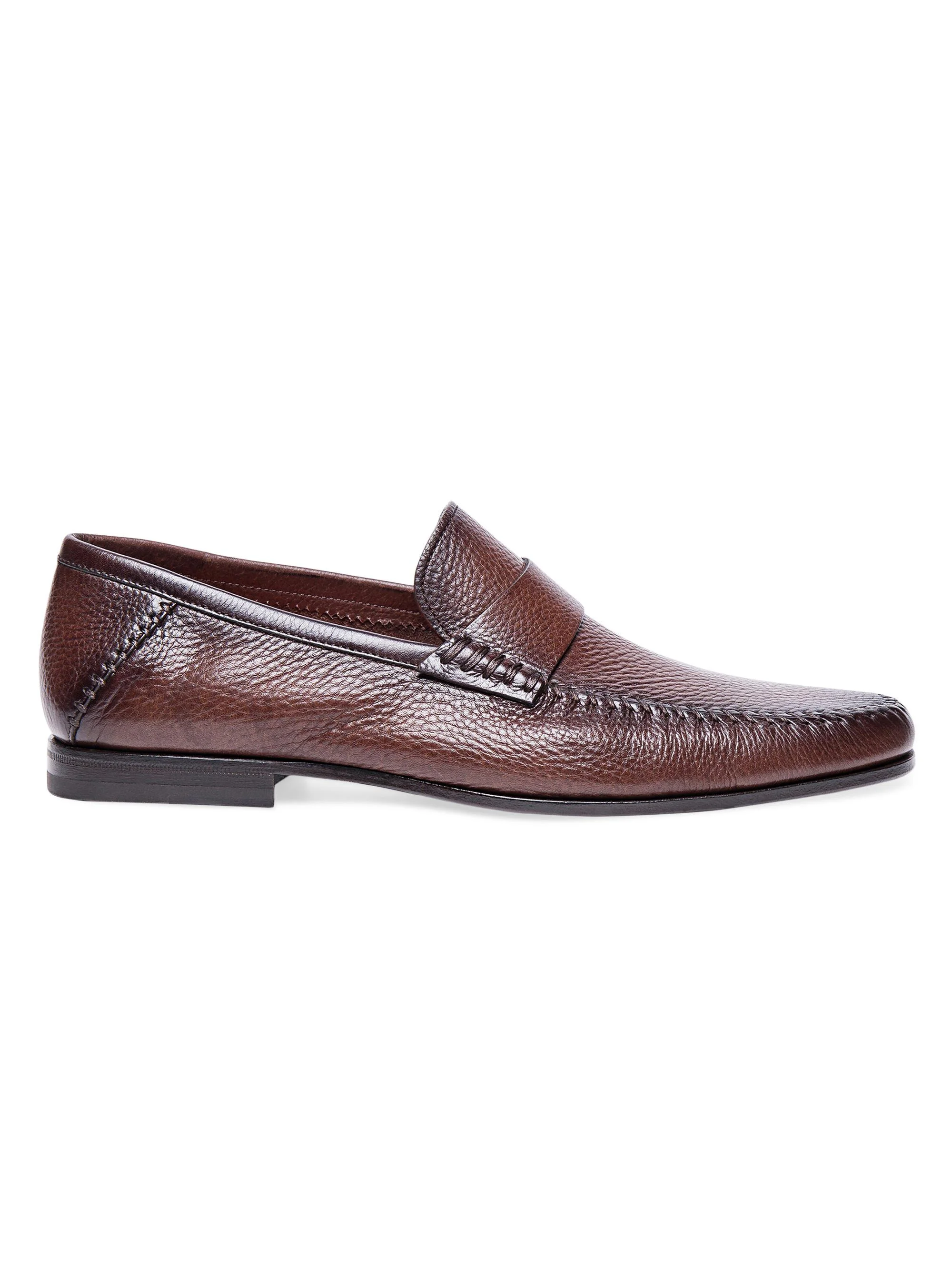 Men's Paine Tumbled Leather Loafers - Dark Brown - 1