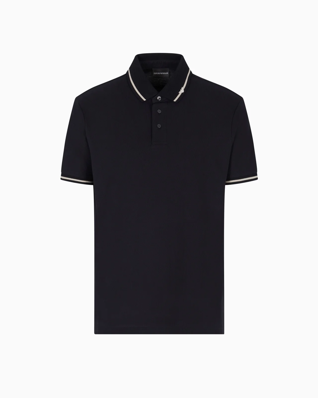 PIQUÉ POLO SHIRT WITH MICRO EAGLE EMBROIDERY AND TRIM - 1