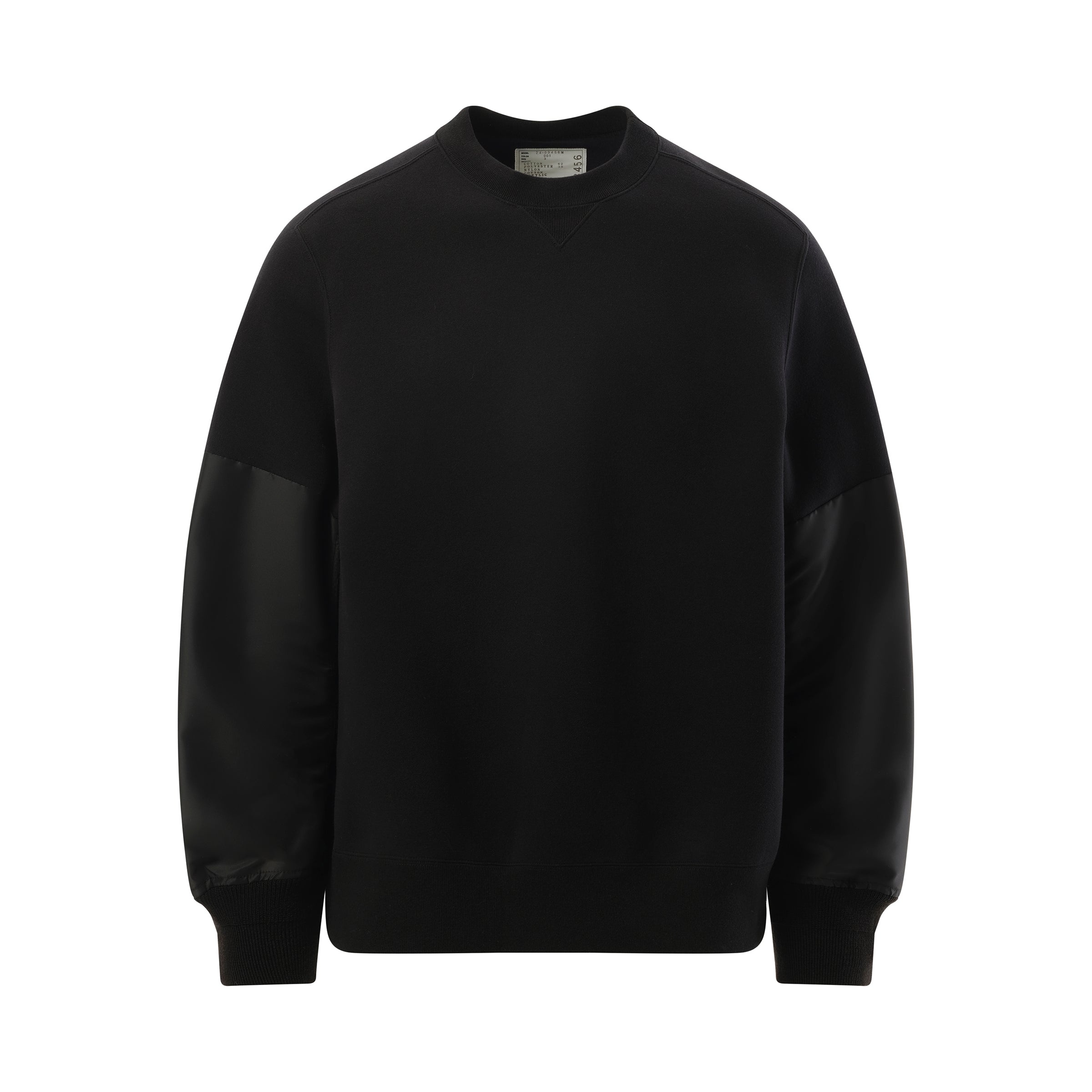 Nylon Twill x Sponge Sweatshirt in Black - 2