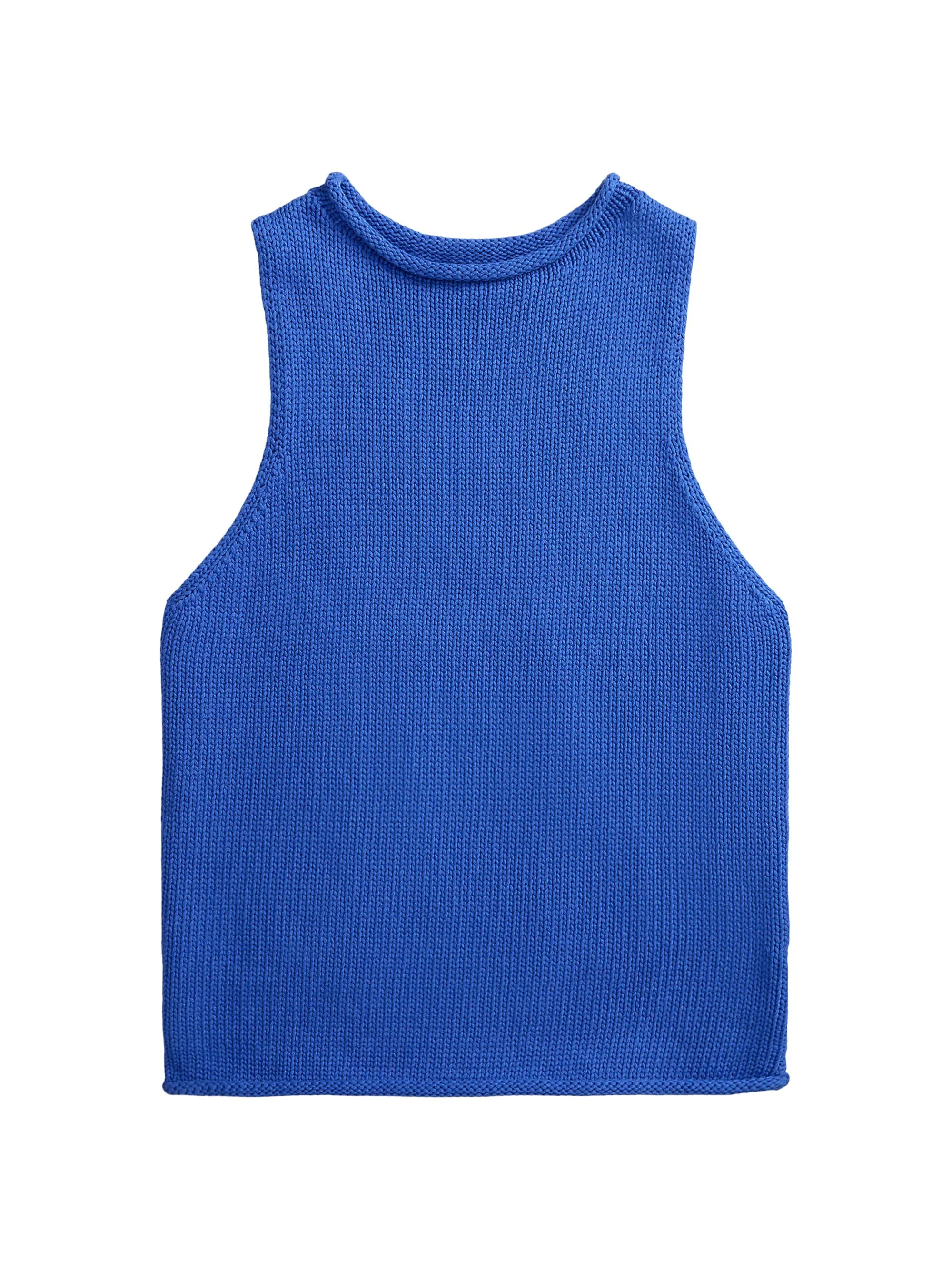 Women's Sleeveless Linen-Blend Sweater Tank - Gala Blue - 1
