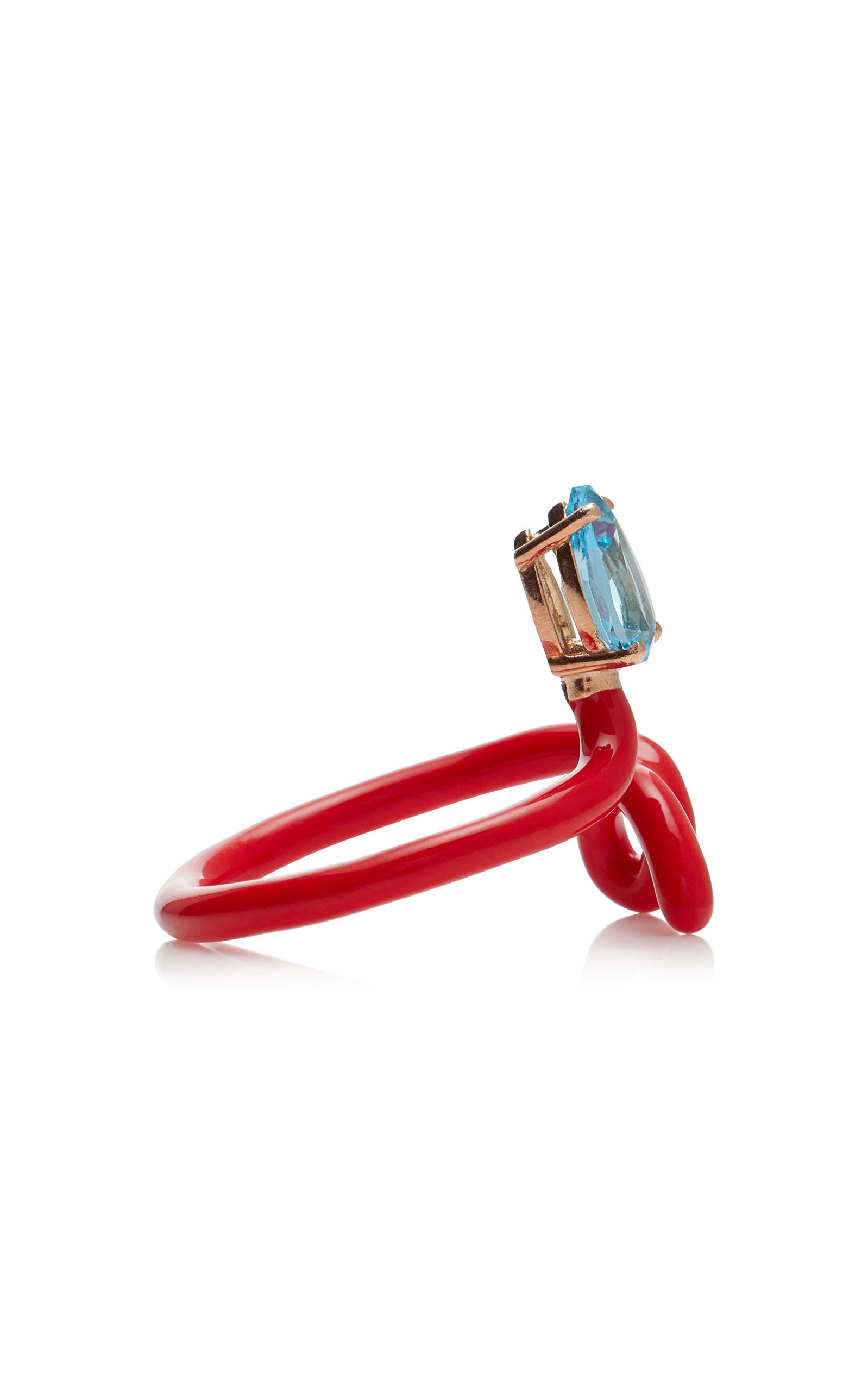 Baby Vine 9K Rose Gold, Topaz, And Enamel Ring red - 5