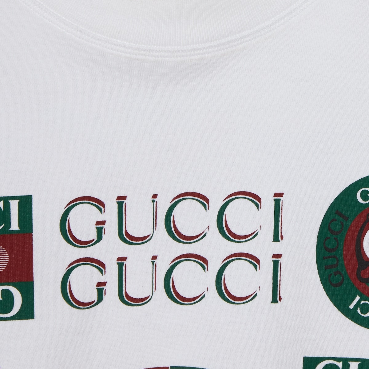 【GUCCI】Print Cotton Jersey Short Sleeve T-shirt/送料込み Cotton jersey printed cropped T-shirt in white | GUCCI® NZ