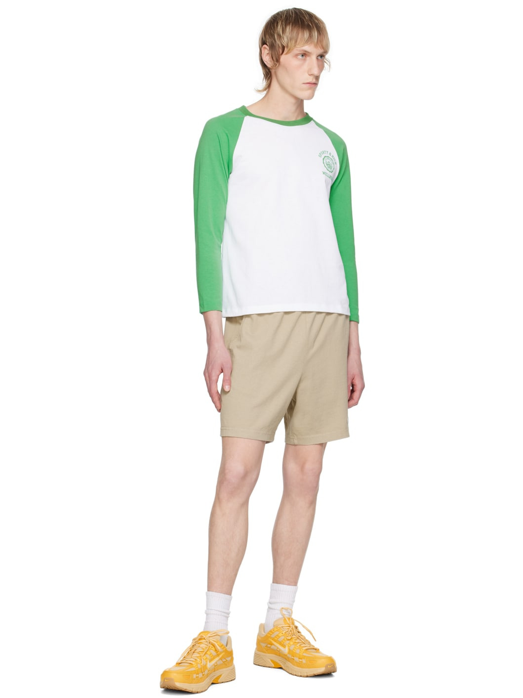 White & Green Emblem Baseball Long Sleeve T-Shirt - 4