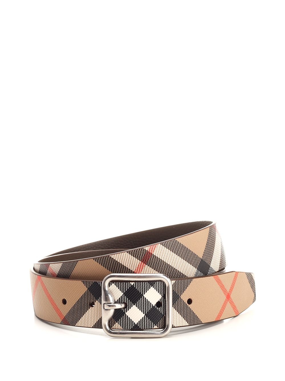 B Buckle Check Reversible Belt Belts Brown - 1