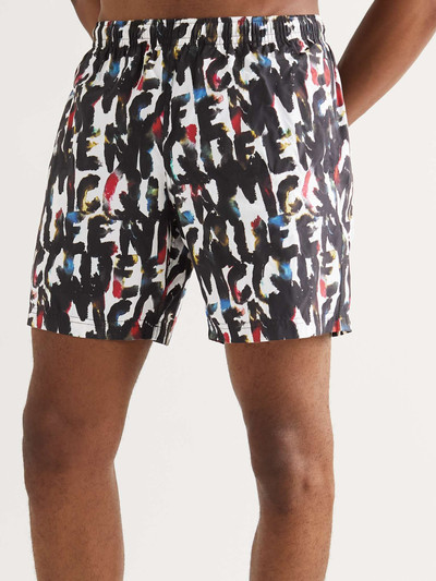 Alexander McQueen Fantasy Straight-Leg Long-Length Logo-Print Swim Shorts outlook