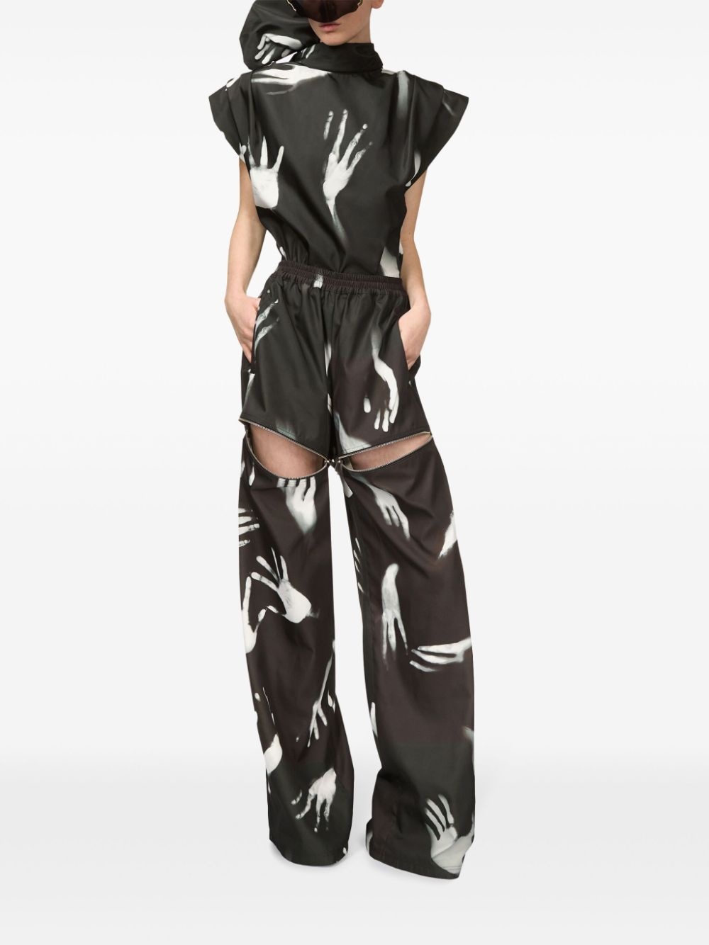 Handprint Slit track pants - 2