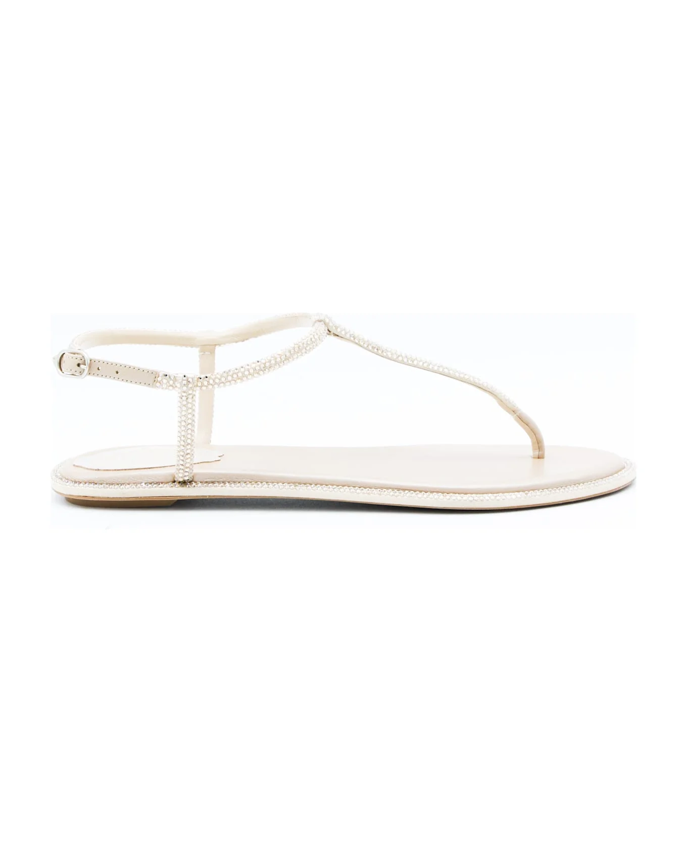 Beige Leather Flats - 1