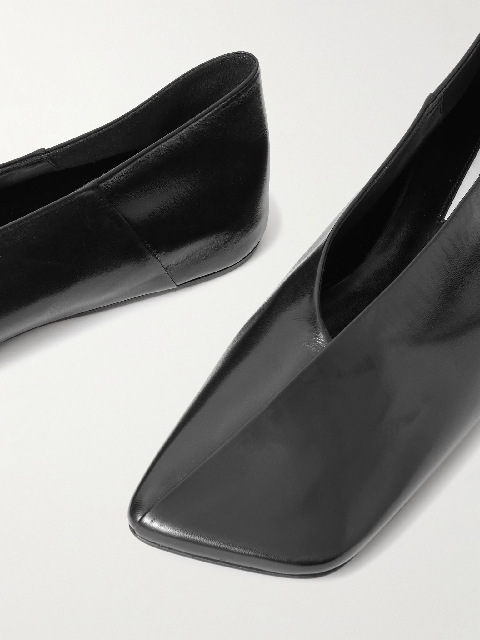 Asymmetric leather ballet flats Black - 4