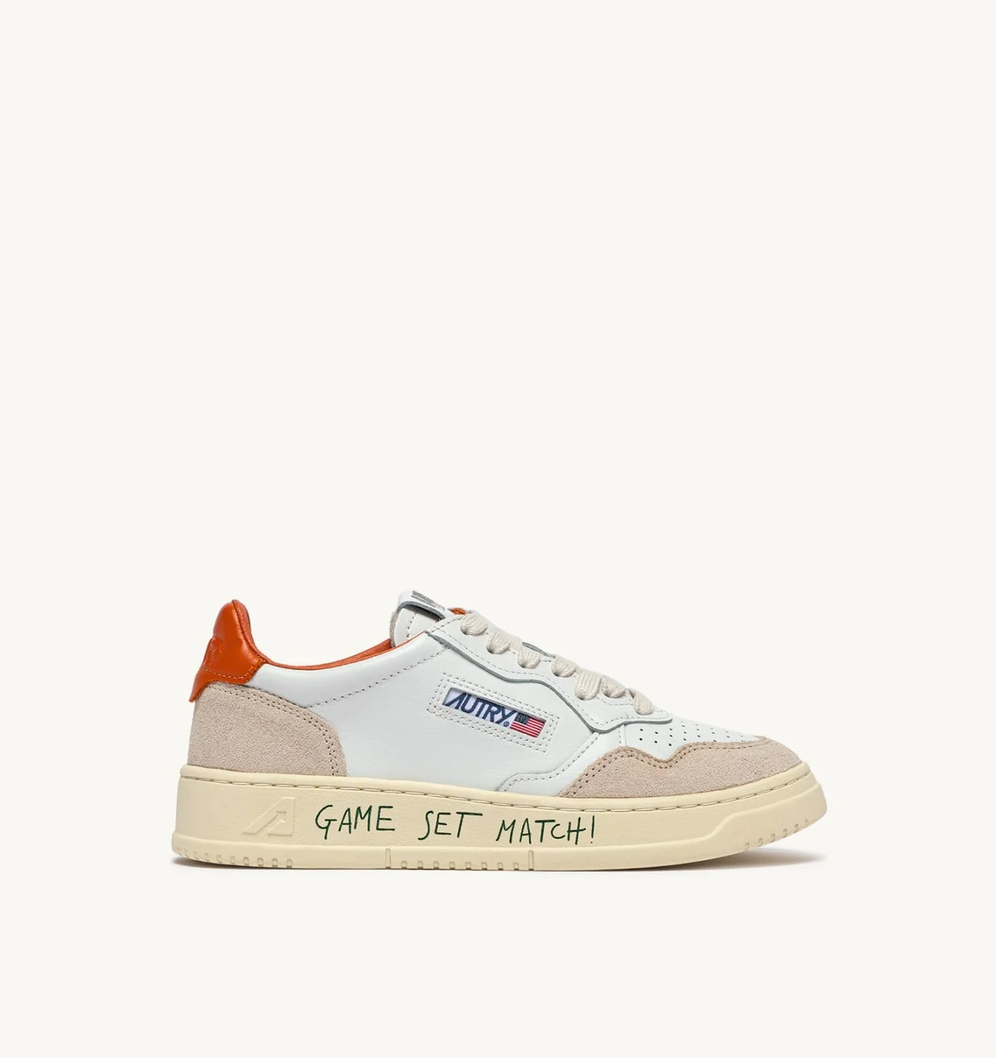 MEDALIST LOW SNEAKERS IN LEATHER AND SUEDE COLOR WHITE AND HAWAIIAN SUNSET WITH LETTERING - 1