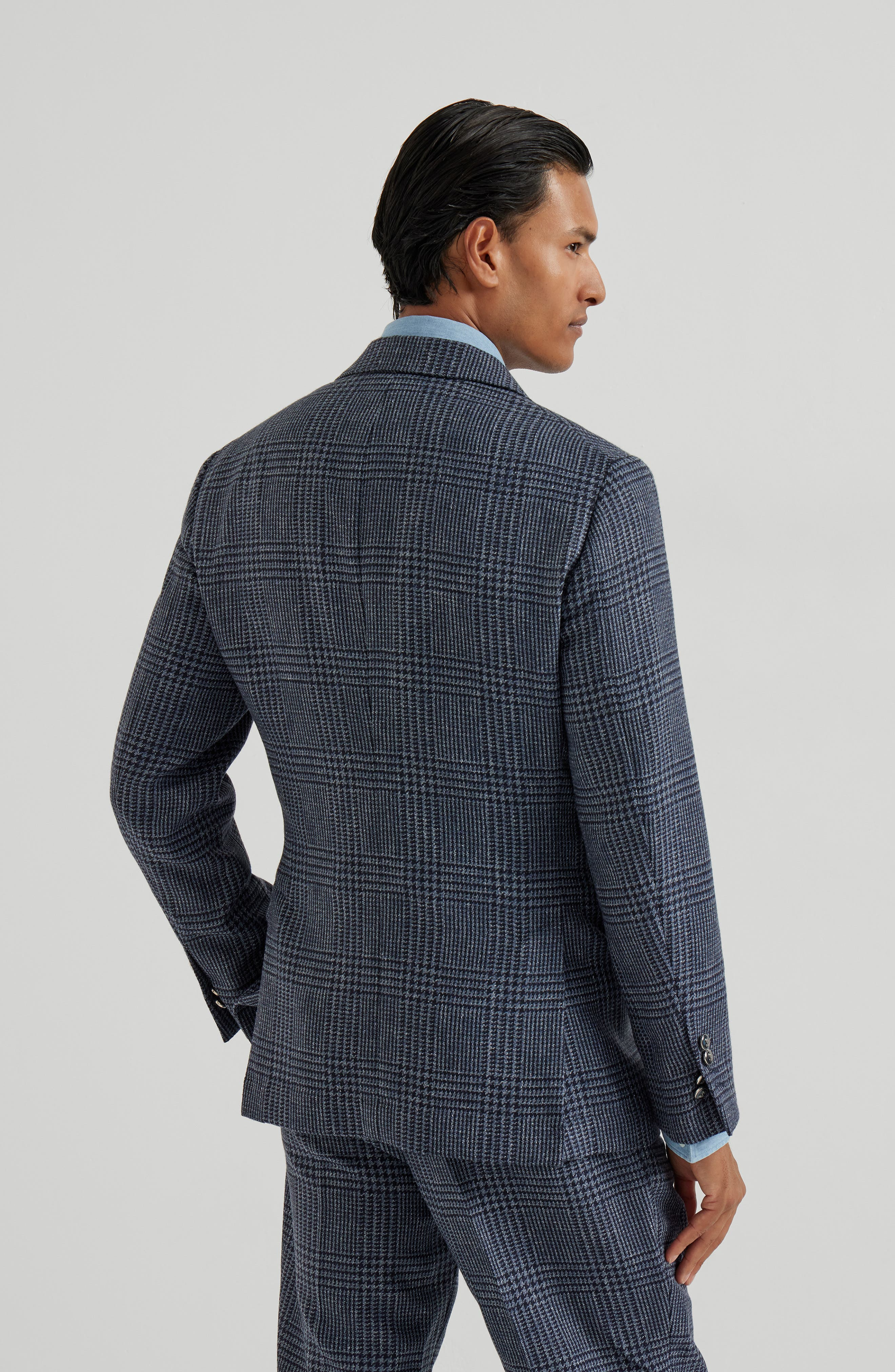 Brunello Cucinelli Prince of Wales deconstructed blazer in Denim at Nordstrom - 3