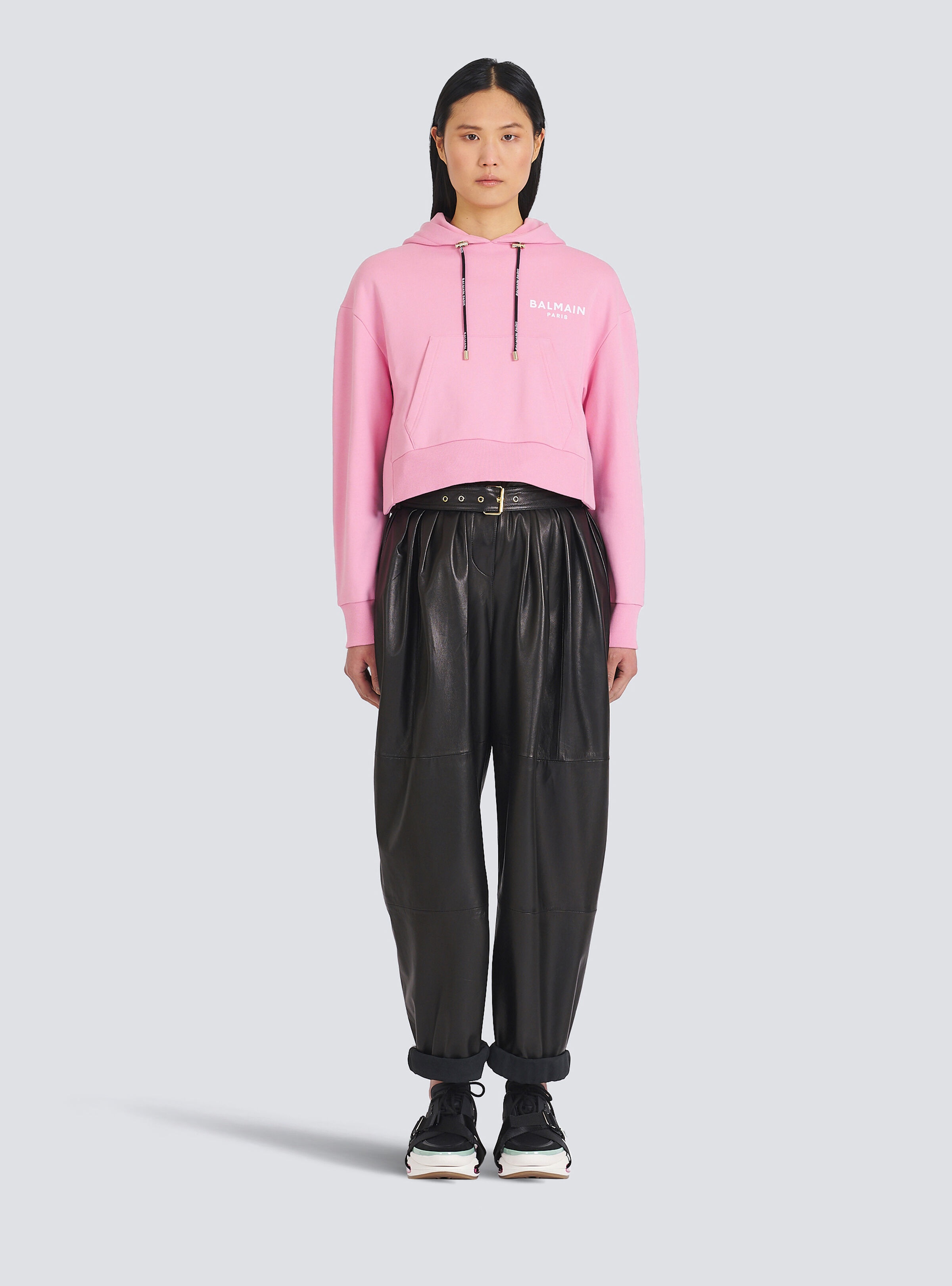 Eco-designed cotton sweatshirt with flocked Balmain logo - 3