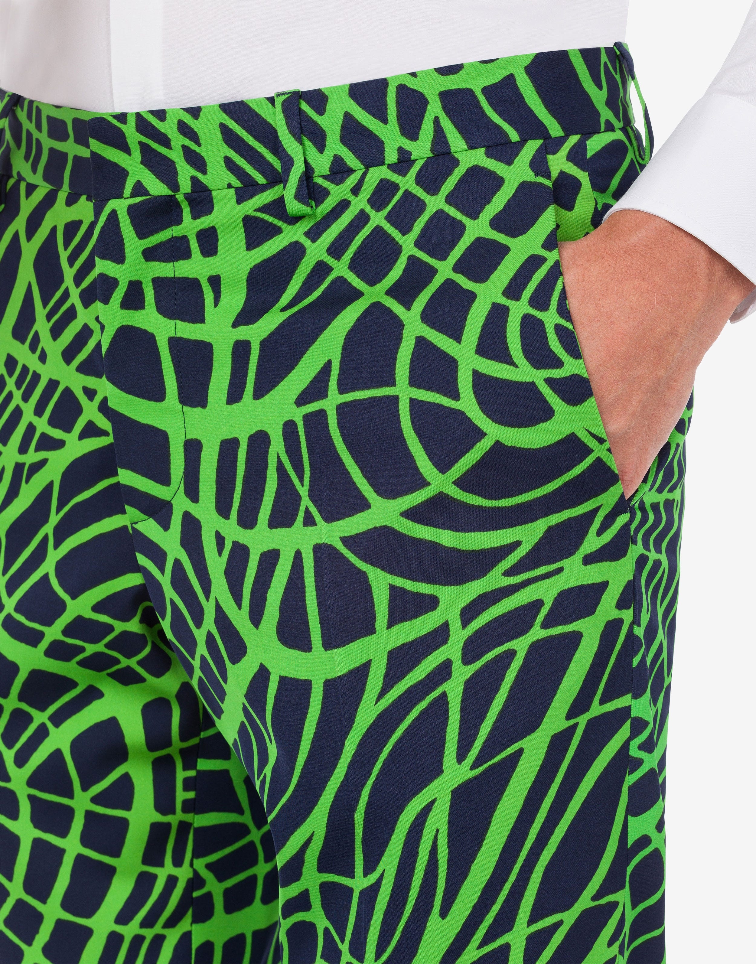 WAVE LINE PRINT WOOL AND VISCOSE TROUSERS - 4