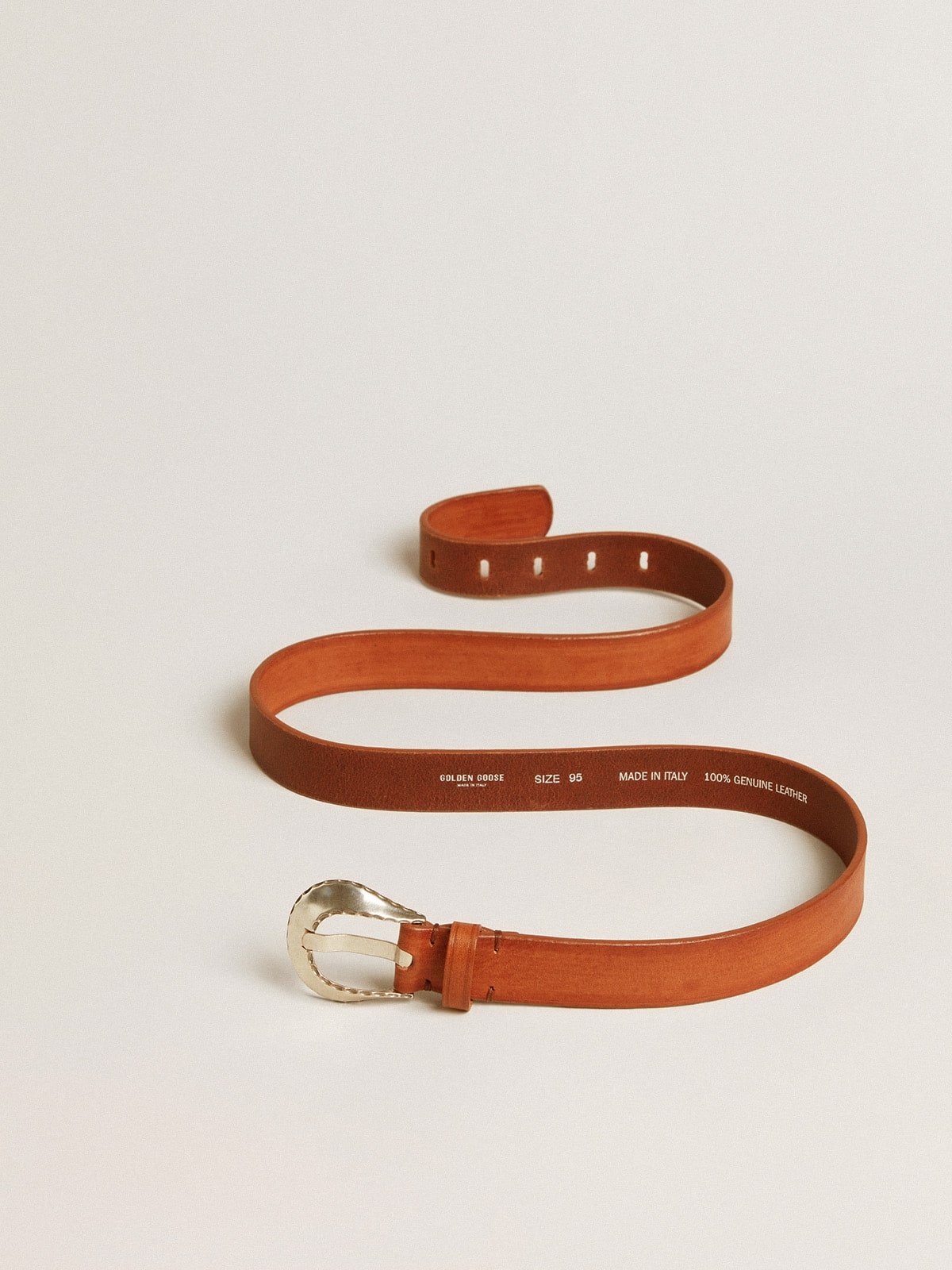 Men’s belt in tan-colored washed leather - 3