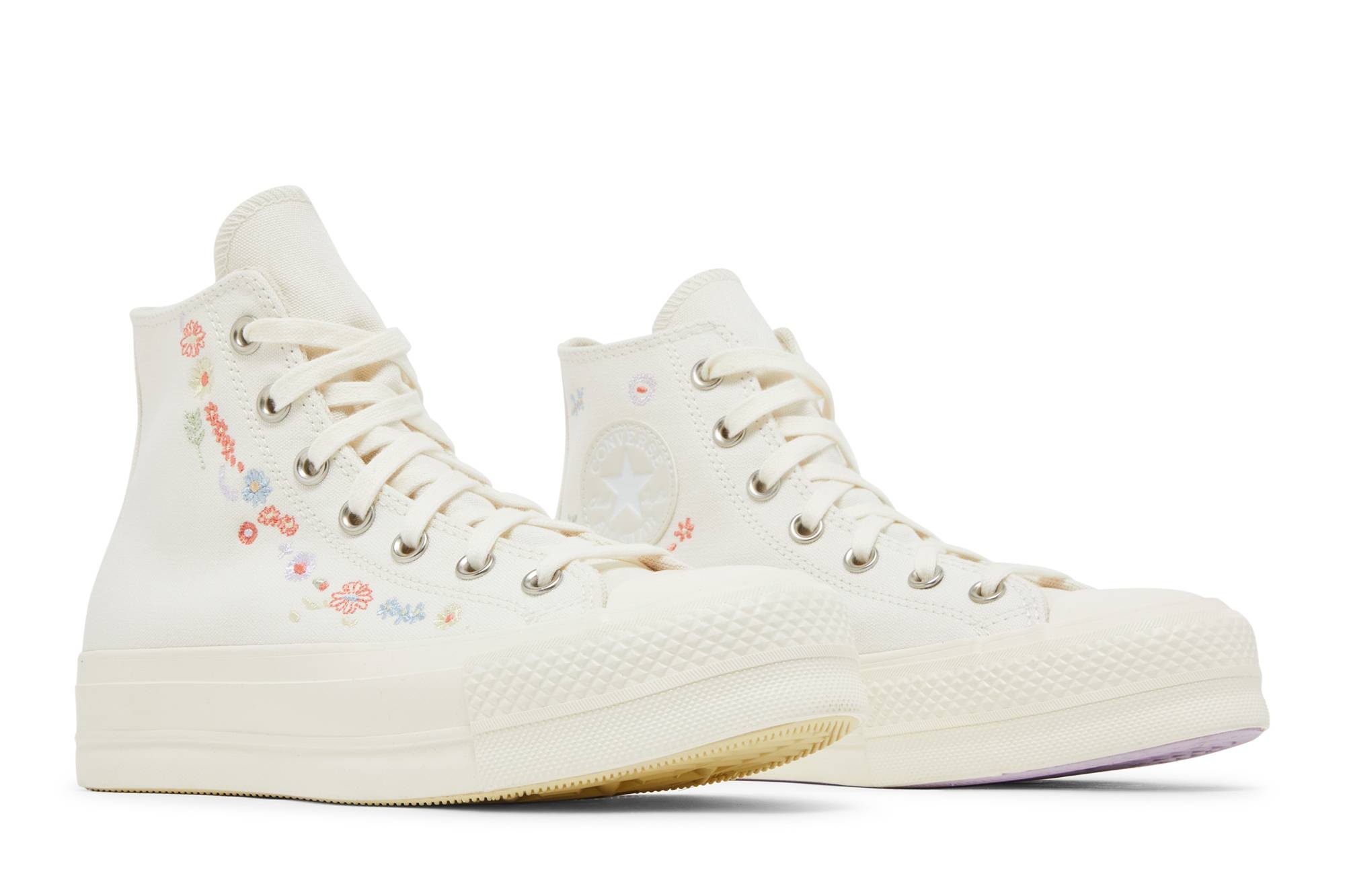 Wmns Chuck Taylor All Star Lift Platform 'Embroidered Floral - Egret' - 8