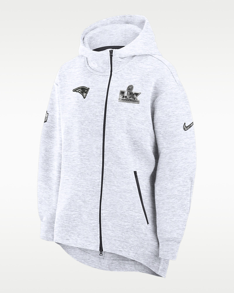 New England Patriots Super Bowl LX Opening Night Tech Fleece Women's Nike NFL Full-Zip Hooded Cape 1