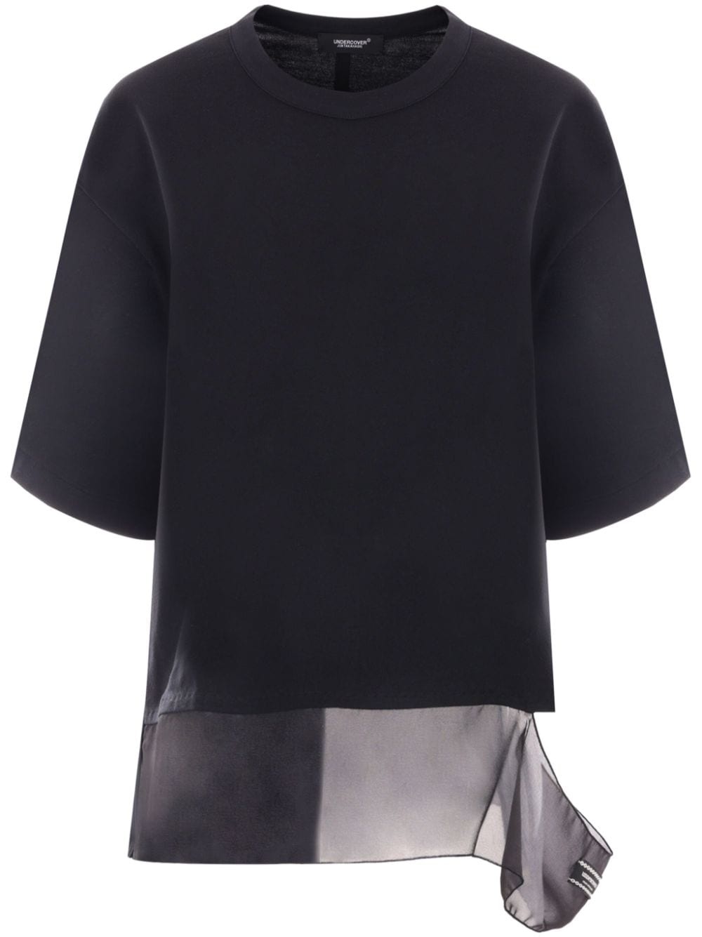 sheer-panelling drop-shoulder T-shirt - 1