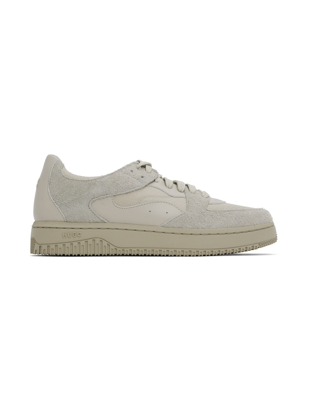 Beige Mixed-Material Sneakers - 1