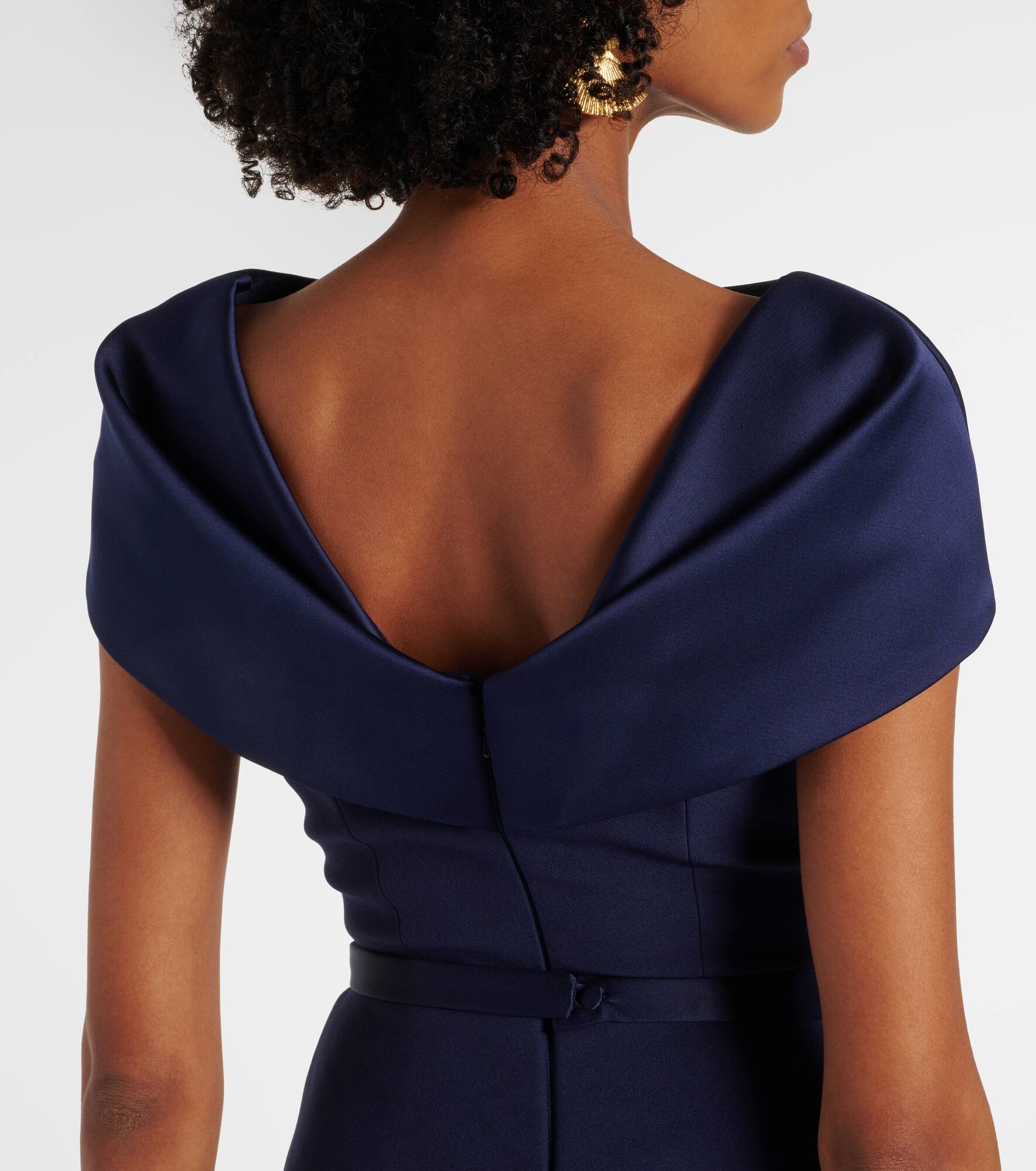 Rella draped peplum heavy crêpe midi dress - 7