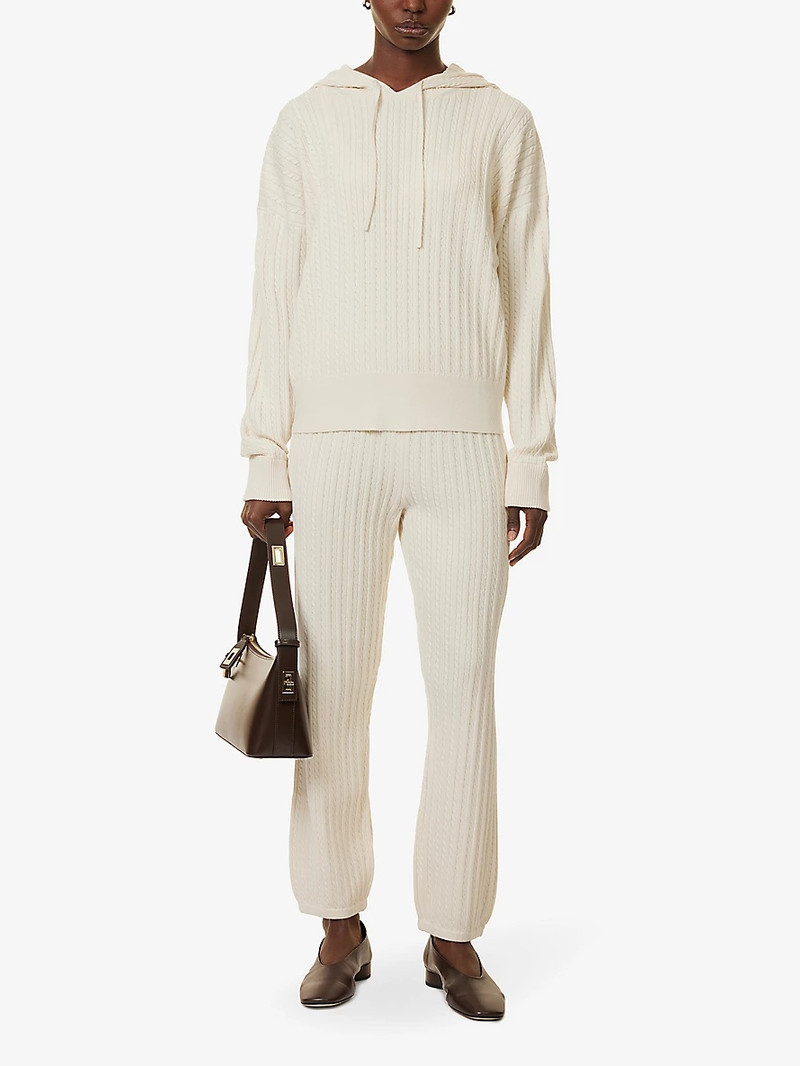 SIMKHAI Cable-knit straight-leg cotton-cashmere knitted jogging bottoms outlook