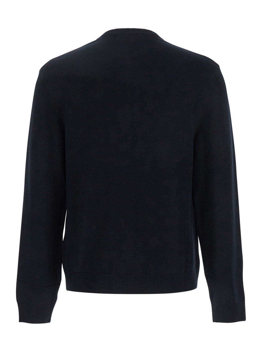 Marine Serre Men Black Crewneck Sweater With Logo Embroidery On The Front In Viscose Stretch Man - 2